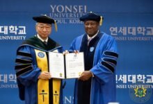 President Mahama (right) being honoured at the programme
