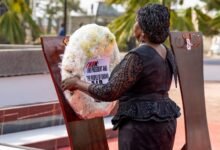 The Vice President ,Professor Opoku-Agyemang laying the wreath at the ceremony