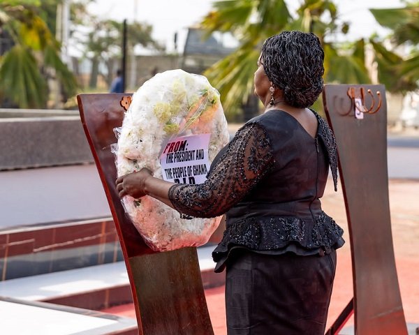 The Vice President ,Professor Opoku-Agyemang laying the wreath at the ceremony