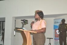Mrs Baffoe-Bonnie (inset) speaking at the programme Photo Victor A. Buxton (2)