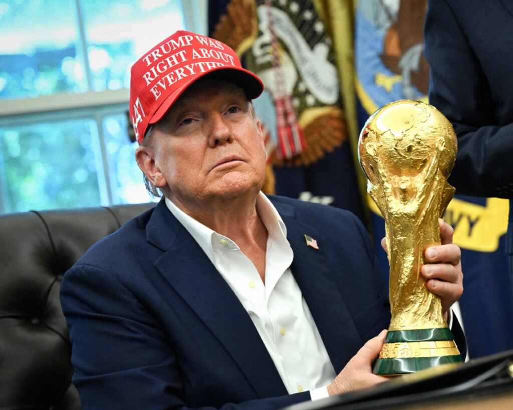 President Donald Trump with the FIFA World Cup trophy
