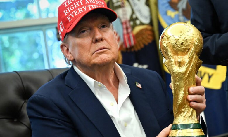 President Donald Trump with the FIFA World Cup trophy