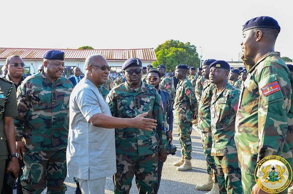 • President Mahama inspecting the contingent at the parade