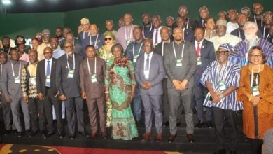 • Vice President Prof. Jane Naana Opoku-Agyemang (middle), Prof. Kpessa-Whyte (fourth from right) with some dignitaries at the conference. Photo: Ebo Gorman