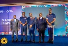 Dr Asiama (middle) with Mr Samuel George Nartey, Minister of Communication, Digital Technology and Innovations (second right) with other dignitaries in the programme