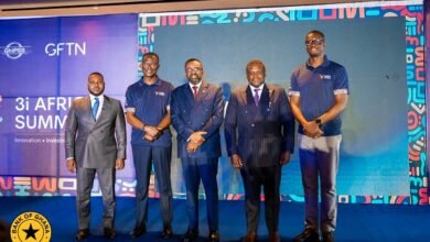 Dr Asiama (middle) with Mr Samuel George Nartey, Minister of Communication, Digital Technology and Innovations (second right) with other dignitaries in the programme