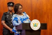 Vice President, Professor Opoku-Agyemang (inset) speaking at event