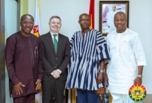 Mr Donohoe (second from left) with the Parliament leadership during his visit