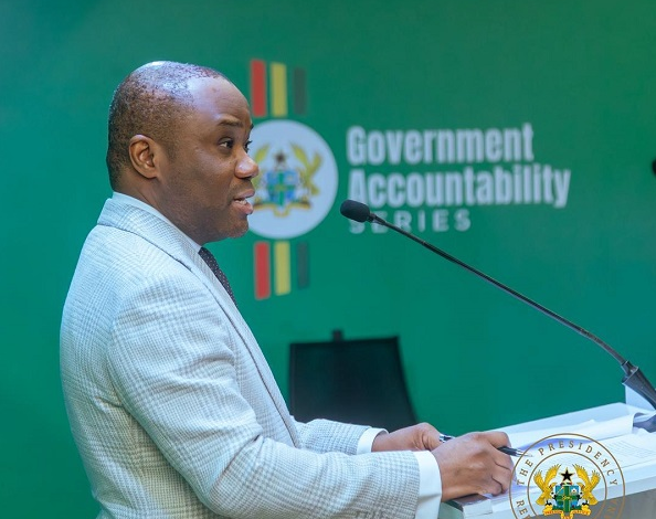 Mr Felix Kwakye Ofosu (inset) addressing the press