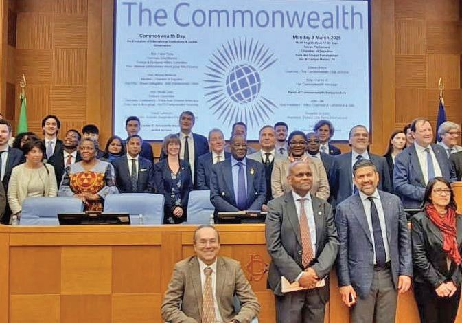 • Sir Benedict Assorow (arrowed) with members of the Chamber of Deputies of the Italian Parliament after the event