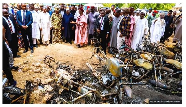 A delegation from the state government visited the scene of the attack in Guyaku village