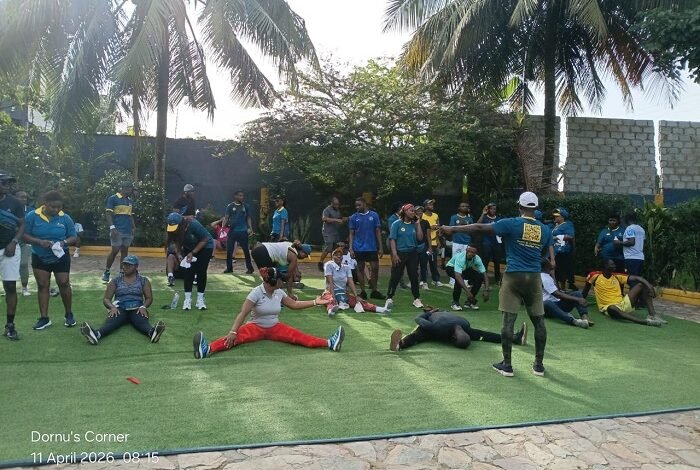 A section of the staff involved in the aerobic session