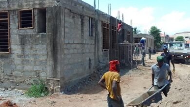 Workers working on the Abokobi Polyclinic project