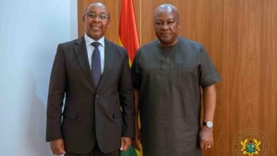 Mr Fihla (left) with President Mahama after a meeting