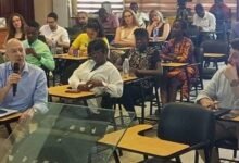 • Dr Franceschini (second right) supervising group discussions at the Fieldschool after field trip