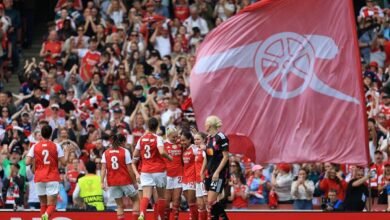  Arsenal's Olivia Smith celebrates scoring their second goal with teammates