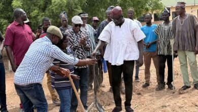Dr Apaak (front row, second from right) with the contractor and other at one of the sites