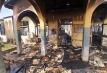 The Sunyani District Court B after the fire incident