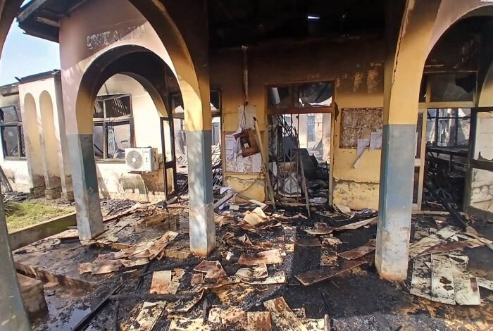 The Sunyani District Court B after the fire incident