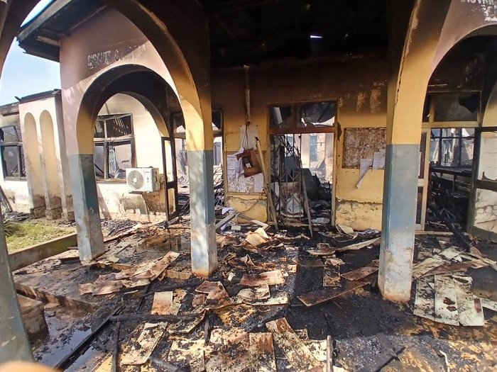 The Sunyani District Court B after the fire incident