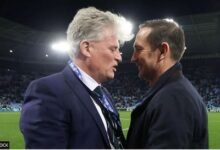 Doug King and Frank Lampard (right) in a healthy chat