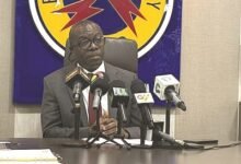 Mr Kpekpena addressing the press conference