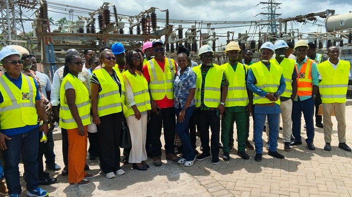 • Mr Ofori (fifth from left) with journalists after the tour