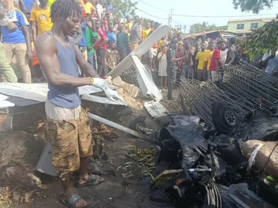 The Microlight Aircraft incident scene in Tema