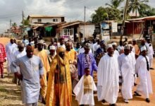 Sheikh Tijani (second from left) with other Muslim leaders of the community during the celebration.