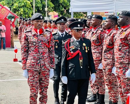 ACFO Saah (right) inspecting the guard of honour