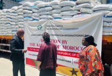 Mr Ablakwa (left) and Ms Ouaadil (middle) inspecting the truck loaded with fertilizer
