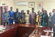 • Mr Iddrisu (middle) with the Governing Council members after the inauguratio