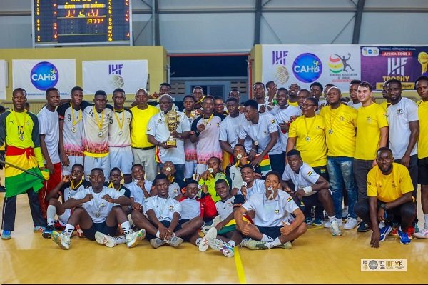 • Ghana Handball President, Nii Lante Bannerman, with Coaches and players