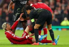 Hugo Ekitike was forced off in the first half against Paris St-Germain on Tuesday