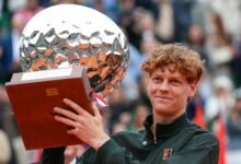 Jannik Sinner poses with the Monte Carlo Masters trophy