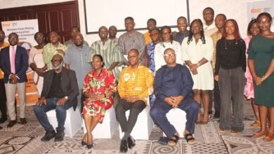 Mrs Justina Nelson (seated second from left) some members of the CSOs and staff of MIIF after engagement. Photo. Ebo Gorman