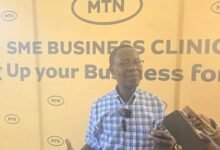 Nii Sackey (inset) addressing participants at the workshop