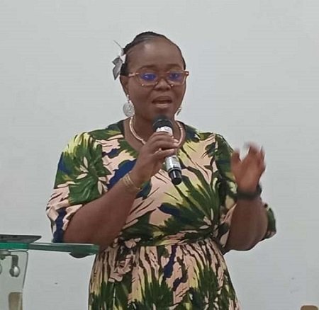 Ms Olatayo (inset) addressing the participants at the programme