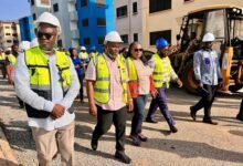 Mr Gilbert Adjei (second from left) with officials from TDC and the Ministry during the visit