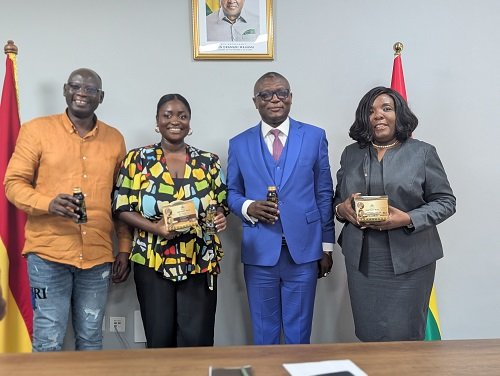Mr Adams (second right) flanked by the Chief Director of the Ministry Madam Wilhelmina Asamoah (right), Madam Udanoh and Mr Fuseini