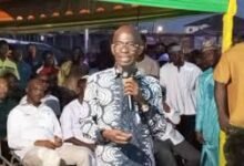 Mr Nketia speaking with party faitfuls during the thank you tour