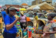 • Mrs Budu-Nyarko addressing the traders