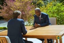 President Mahama (right) with President Macron during the meeting