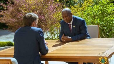 President Mahama (right) with President Macron during the meeting