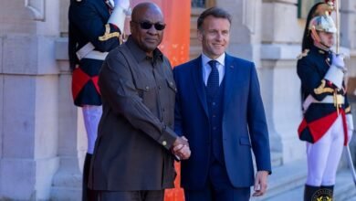 Pres Mahama calls for urgent action -----President Mahama (left) and President Emmanuel Macron in a handshake at the summit