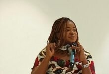 Dr Okoh-Owusu (inset) addressing the gathering at the event