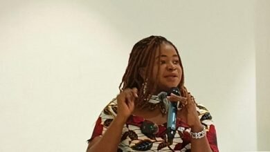 Dr Okoh-Owusu (inset) addressing the gathering at the event