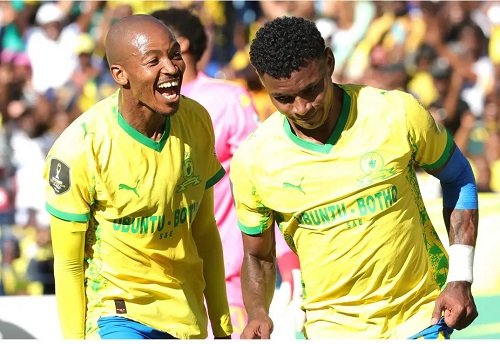 Sundowns players in a jubilant mood