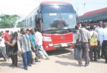 Passengers at the bus station