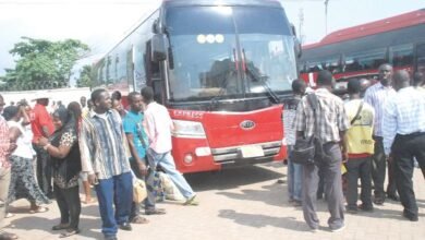 Passengers at the bus station